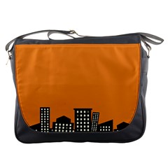 City Building Orange Messenger Bags by Mariart