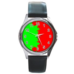 Critical Points Line Circle Red Green Round Metal Watch