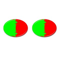 Critical Points Line Circle Red Green Cufflinks (oval) by Mariart