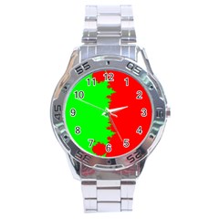 Critical Points Line Circle Red Green Stainless Steel Analogue Watch