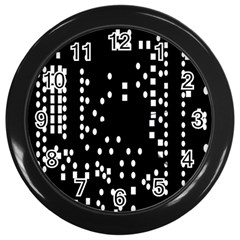 Circle Plaid Black White Wall Clocks (black)