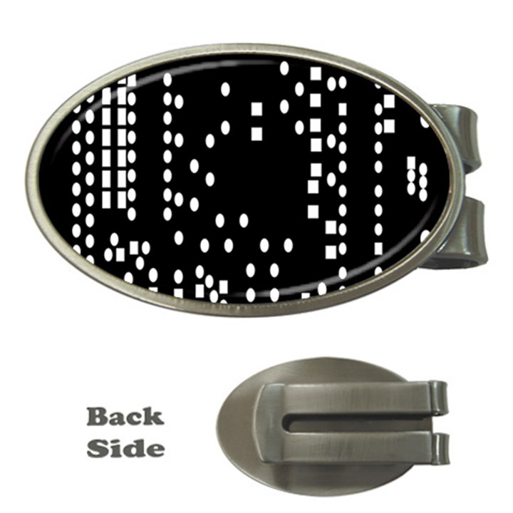 Circle Plaid Black White Money Clips (Oval) 