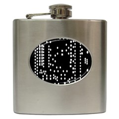 Circle Plaid Black White Hip Flask (6 Oz) by Mariart