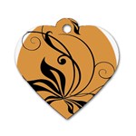 Black Brown Floral Symbol Dog Tag Heart (Two Sides) Front