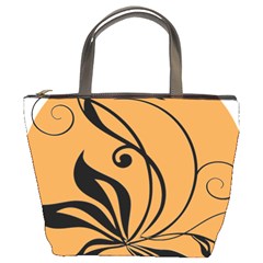 Black Brown Floral Symbol Bucket Bags