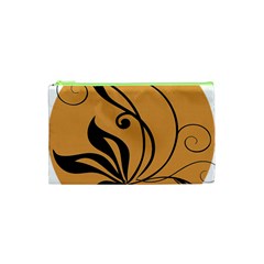 Black Brown Floral Symbol Cosmetic Bag (xs) by Mariart