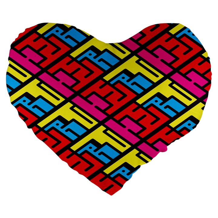 Color Red Yellow Blue Graffiti Large 19  Premium Flano Heart Shape Cushions