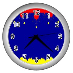 Critical Points Line Circle Red Blue Yellow Wall Clocks (silver) 
