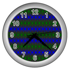 Diamond Alt Blue Green Woven Fabric Wall Clocks (silver) 