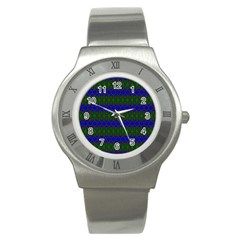 Diamond Alt Blue Green Woven Fabric Stainless Steel Watch