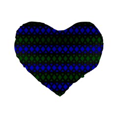 Diamond Alt Blue Green Woven Fabric Standard 16  Premium Heart Shape Cushions by Mariart