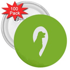 Dog Green White Animals 3  Buttons (100 Pack)  by Mariart