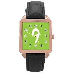 Dog Green White Animals Rose Gold Leather Watch  by Mariart