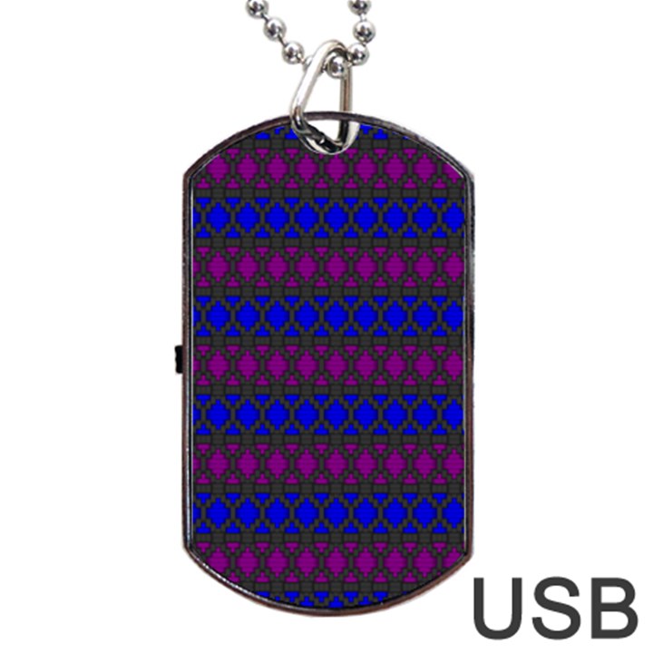 Diamond Alt Blue Purple Woven Fabric Dog Tag USB Flash (One Side)