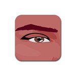 Eye Difficulty Red Rubber Coaster (Square)  Front