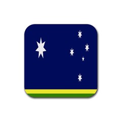 Flag Star Blue Green Yellow Rubber Coaster (square) 