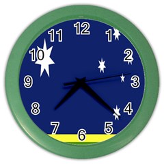 Flag Star Blue Green Yellow Color Wall Clocks by Mariart