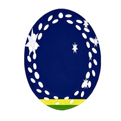 Flag Star Blue Green Yellow Oval Filigree Ornament (two Sides)