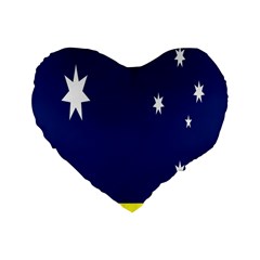 Flag Star Blue Green Yellow Standard 16  Premium Flano Heart Shape Cushions