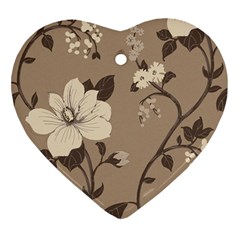 Floral Flower Rose Leaf Grey Ornament (heart) by Mariart