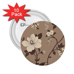 Floral Flower Rose Leaf Grey 2 25  Buttons (10 Pack) 