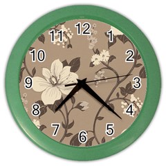 Floral Flower Rose Leaf Grey Color Wall Clocks