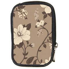 Floral Flower Rose Leaf Grey Compact Camera Cases by Mariart