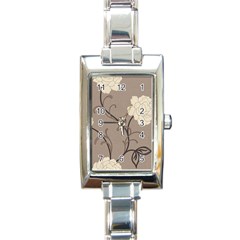 Flower Floral Black Grey Rose Rectangle Italian Charm Watch by Mariart