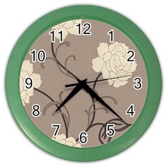 Flower Floral Black Grey Rose Color Wall Clocks by Mariart