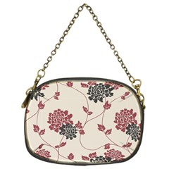 Flower Floral Black Pink Chain Purses (one Side) 