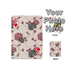 Flower Floral Black Pink Playing Cards 54 (Mini)  Front - Heart5