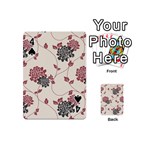 Flower Floral Black Pink Playing Cards 54 (Mini)  Front - Spade4