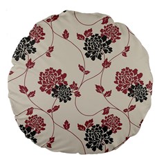 Flower Floral Black Pink Large 18  Premium Flano Round Cushions by Mariart