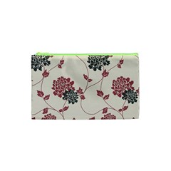 Flower Floral Black Pink Cosmetic Bag (xs) by Mariart