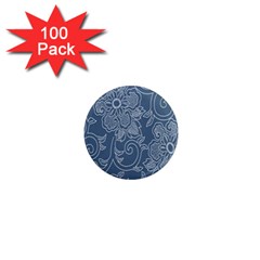 Flower Floral Blue Rose Star 1  Mini Magnets (100 Pack)  by Mariart