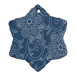 Flower Floral Blue Rose Star Snowflake Ornament (Two Sides) Back