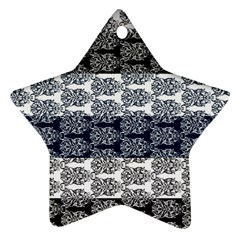 Digital Print Scrapbook Flower Leaf Colorgray Black Purple Blue Star Ornament (two Sides)