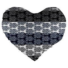 Digital Print Scrapbook Flower Leaf Colorgray Black Purple Blue Large 19  Premium Heart Shape Cushions