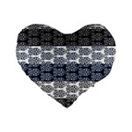 Digital Print Scrapbook Flower Leaf Colorgray Black Purple Blue Standard 16  Premium Flano Heart Shape Cushions Front