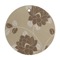 Flower Floral Grey Rose Leaf Round Ornament (two Sides) by Mariart