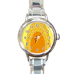 Greek Ornament Shapes Large Yellow Orange Round Italian Charm Watch by Mariart