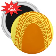 Greek Ornament Shapes Large Yellow Orange 3  Magnets (10 Pack)  by Mariart