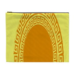 Greek Ornament Shapes Large Yellow Orange Cosmetic Bag (xl) by Mariart