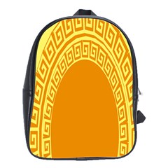 Greek Ornament Shapes Large Yellow Orange School Bags(large)  by Mariart