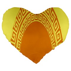 Greek Ornament Shapes Large Yellow Orange Large 19  Premium Heart Shape Cushions by Mariart