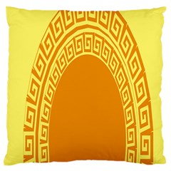 Greek Ornament Shapes Large Yellow Orange Large Flano Cushion Case (two Sides)