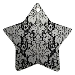 Flower Floral Grey Black Leaf Star Ornament (two Sides) by Mariart