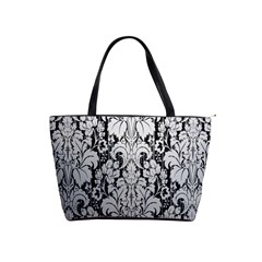 Flower Floral Grey Black Leaf Shoulder Handbags