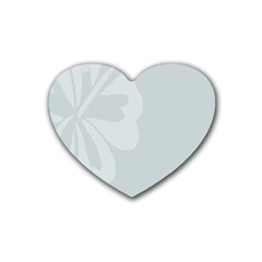 Hibiscus Sakura Glacier Gray Heart Coaster (4 Pack) 