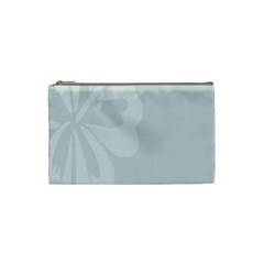 Hibiscus Sakura Glacier Gray Cosmetic Bag (small)  by Mariart